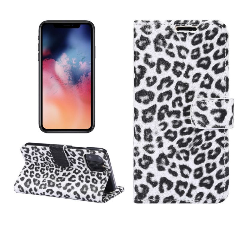 Flip Cover Læder iPhone 11 Pro Hvid Leopard