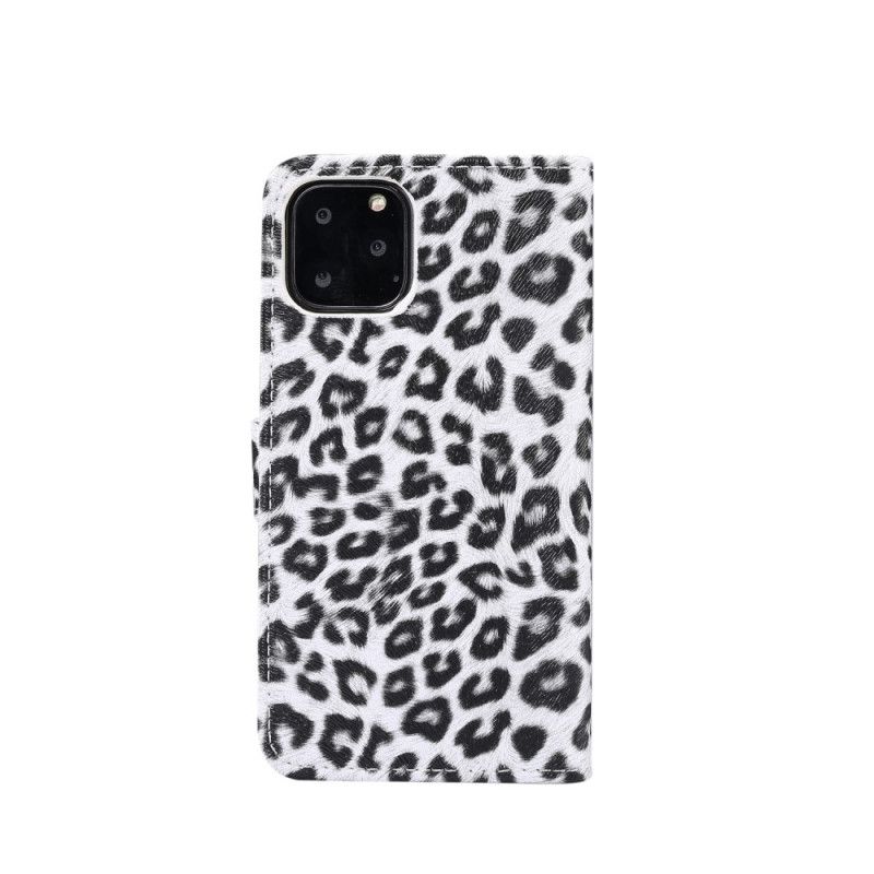 Flip Cover Læder iPhone 11 Pro Hvid Leopard