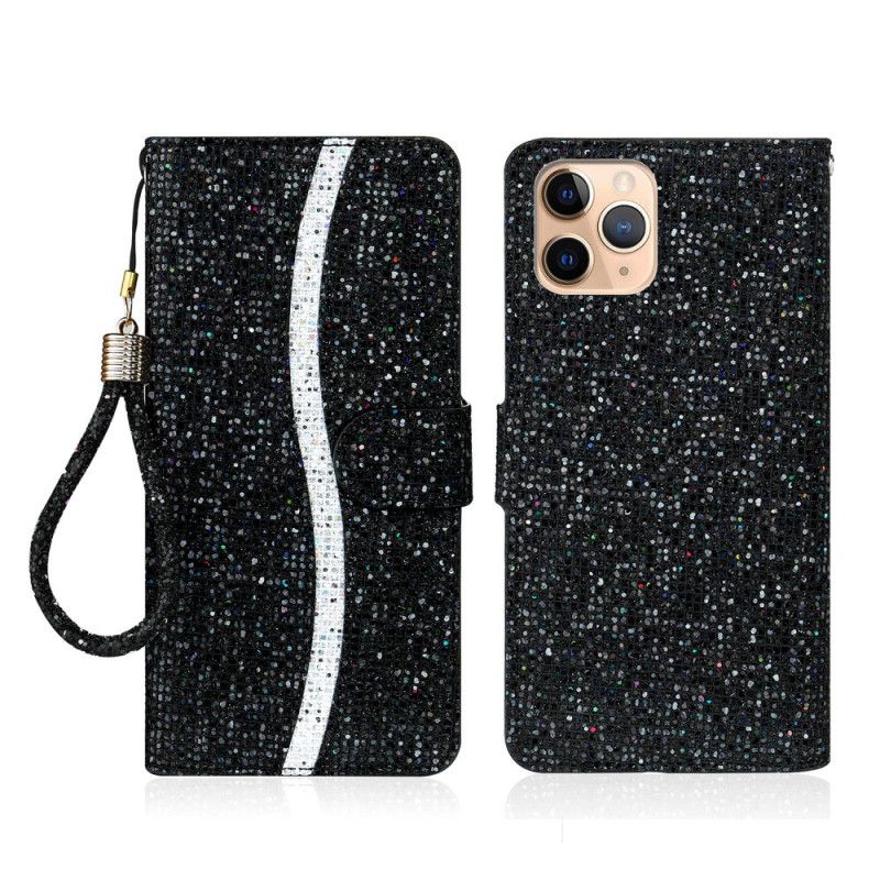 Flip Cover Læder iPhone 11 Pro Sort Glitter Design Original