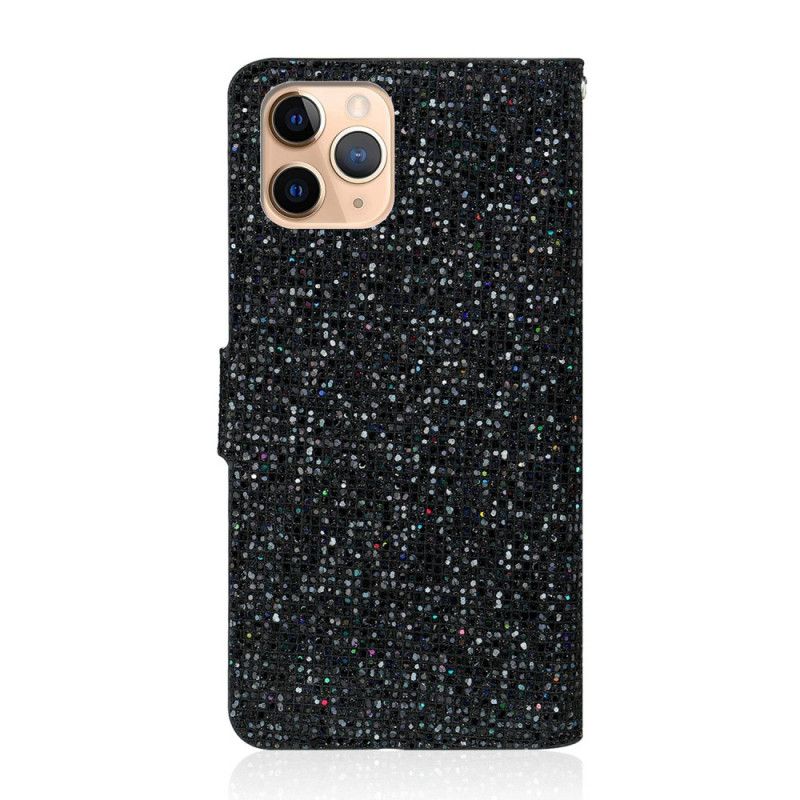 Flip Cover Læder iPhone 11 Pro Sort Glitter Design Original