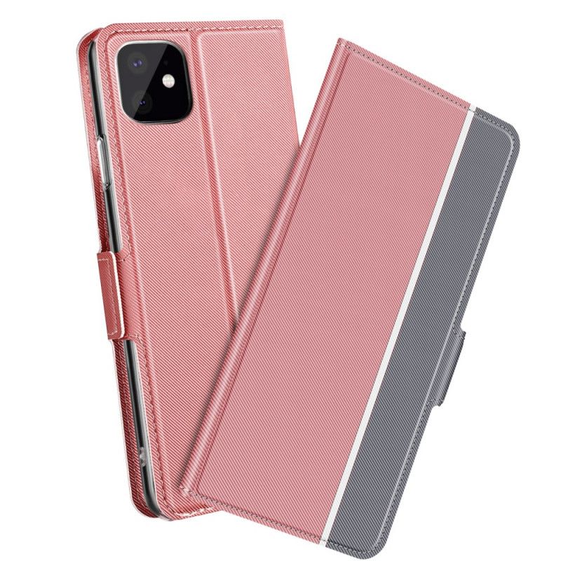 Flip Cover Læder iPhone 11 Pro Sort Lodret Tofarvet Imiteret Læder Original