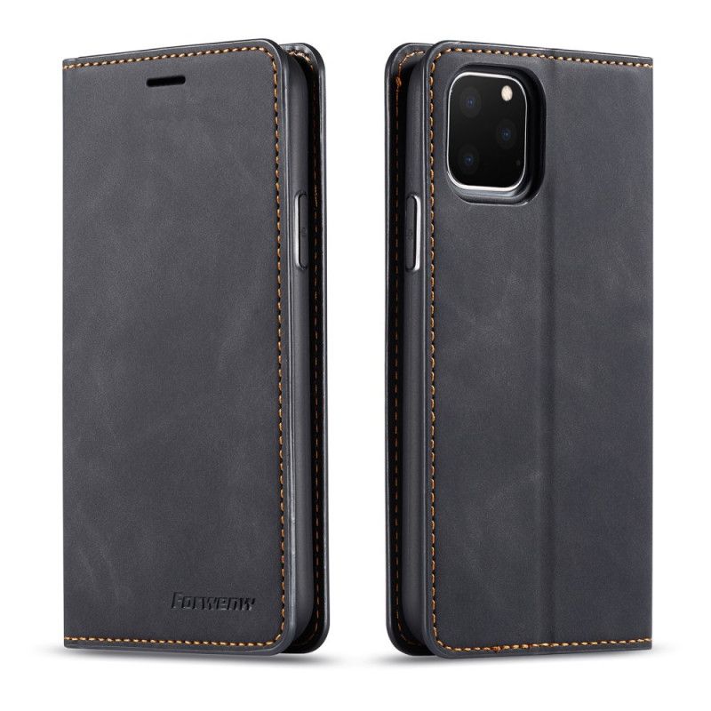 Læder Cover for iPhone 11 Pro Sort Forwenw Lædereffekt