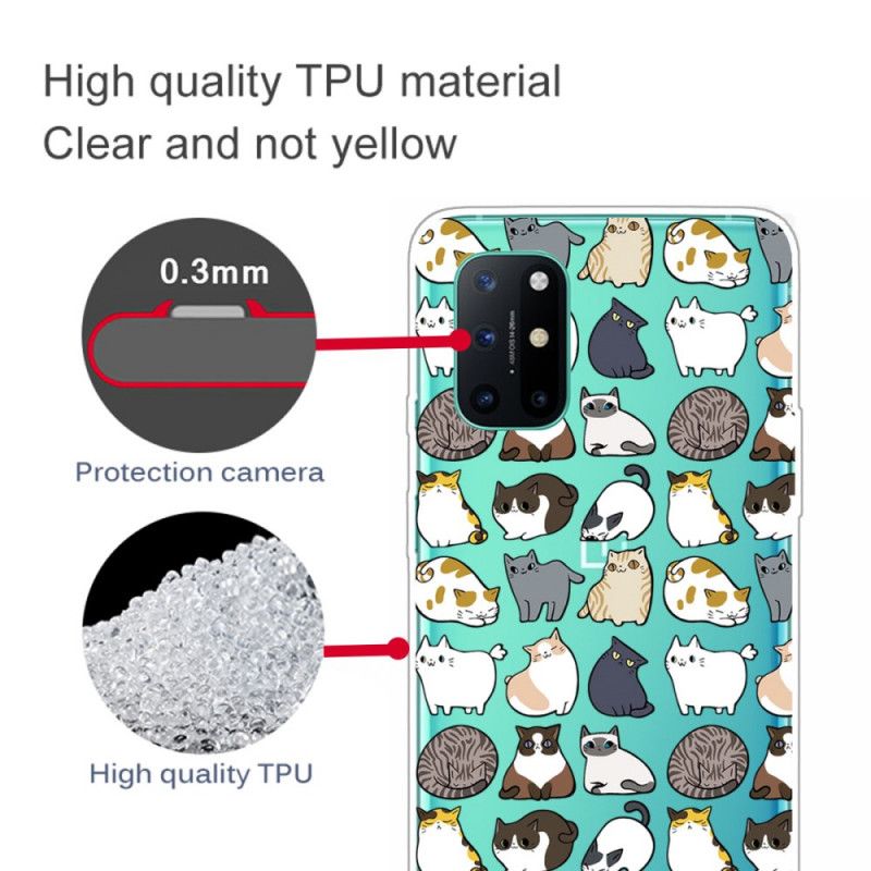 Cover OnePlus 8T Gennemsigtige Flere Katte