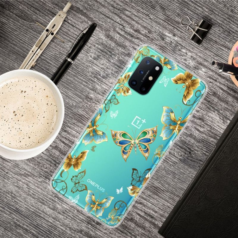 Cover OnePlus 8T Guld Sommerfugle Original