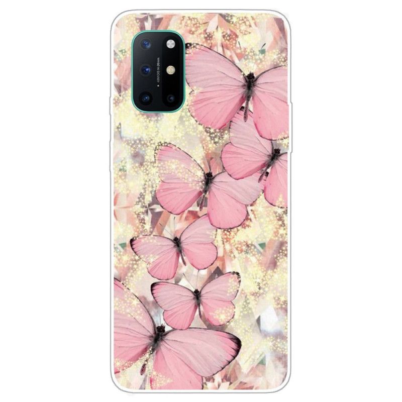 Cover OnePlus 8T Lyserød Sommerfugle Sommerfugle