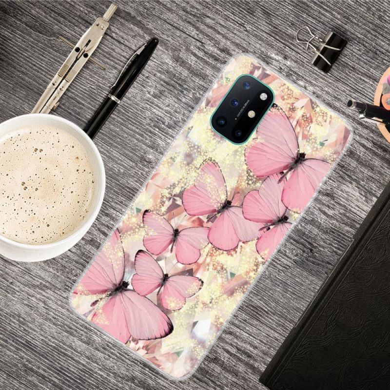 Cover OnePlus 8T Lyserød Sommerfugle Sommerfugle