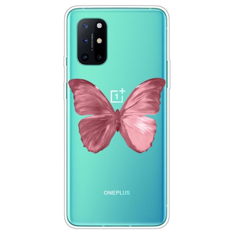 Cover OnePlus 8T Lyserød Vilde Sommerfugle Beskyttelse