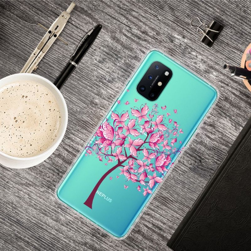 Cover OnePlus 8T Mobilcover Gennemsigtigt Sommerfugletræ