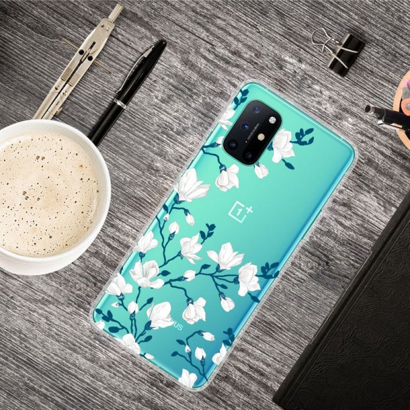 Cover OnePlus 8T Mobilcover Hvide Blomster