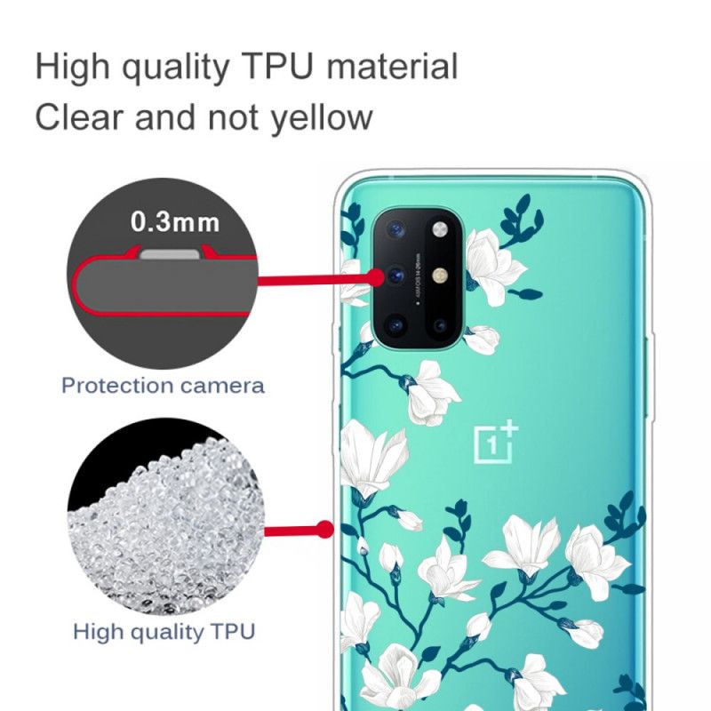 Cover OnePlus 8T Mobilcover Hvide Blomster