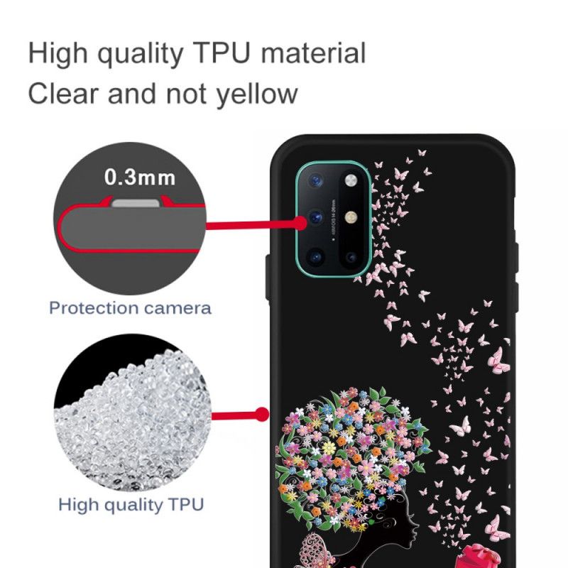 Cover OnePlus 8T Mobilcover Kvinde Med Et Blomstret Hoved