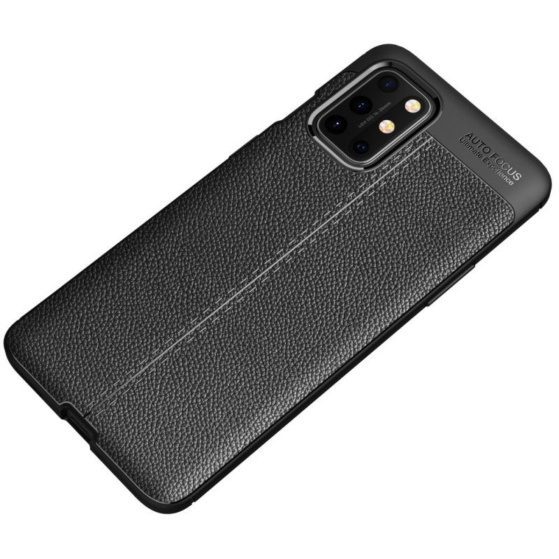 Cover OnePlus 8T Sort Dobbelt Line Lychee Læder Effekt