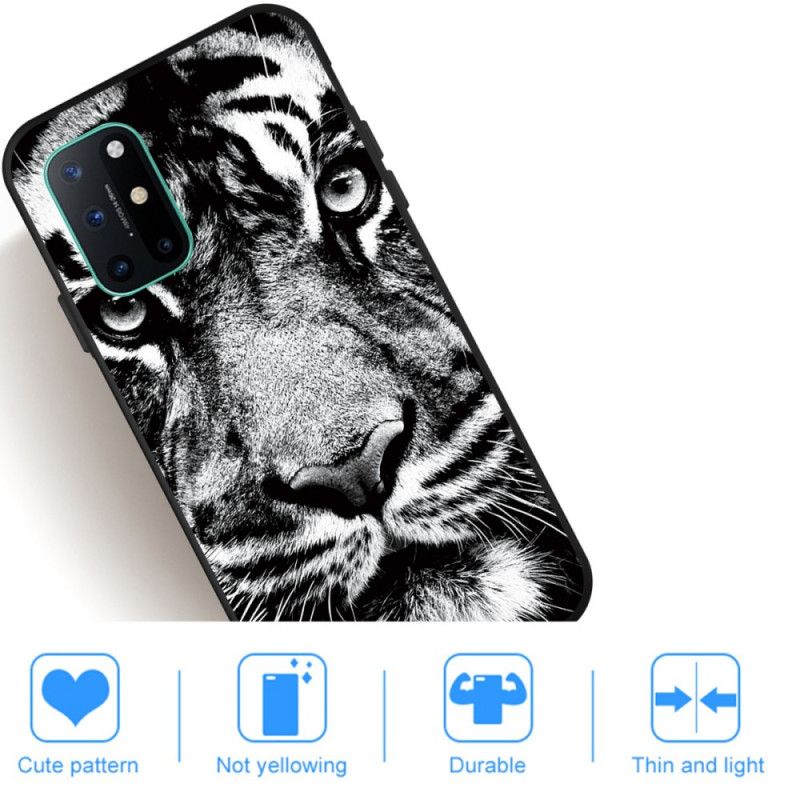 Cover OnePlus 8T Sort Og Hvid Tiger