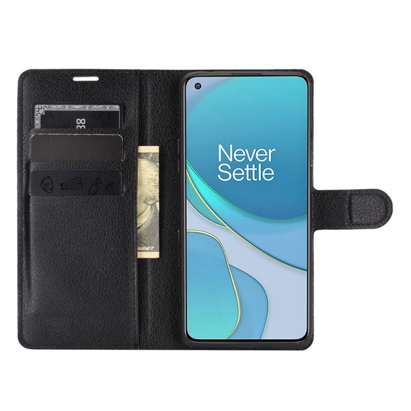 Flip Cover Læder OnePlus 8T Sort Klassisk