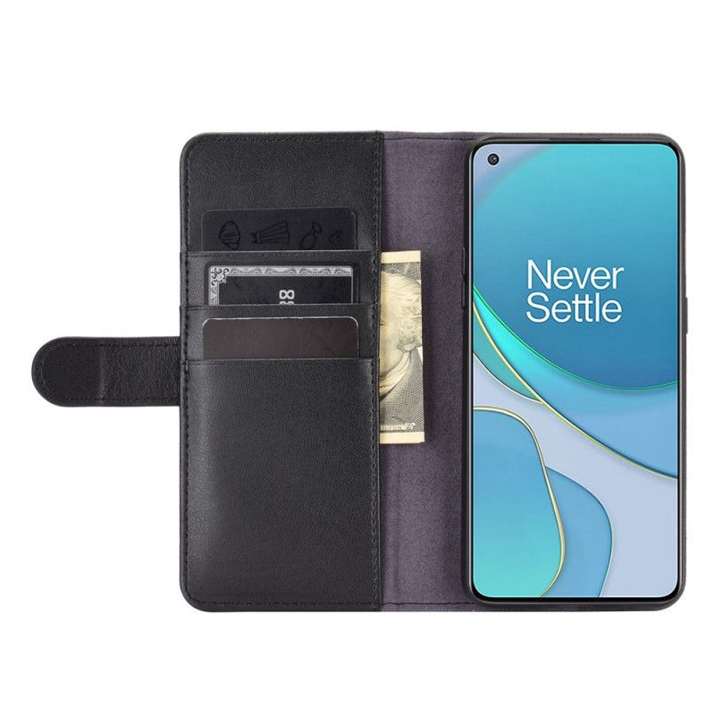 Flip Cover OnePlus 8T Sort Delt Læder