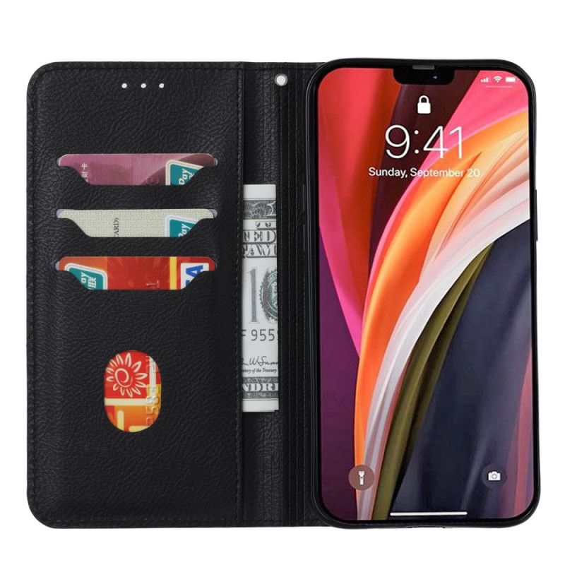 Læder Cover OnePlus 8T Sort Kortholder Foran