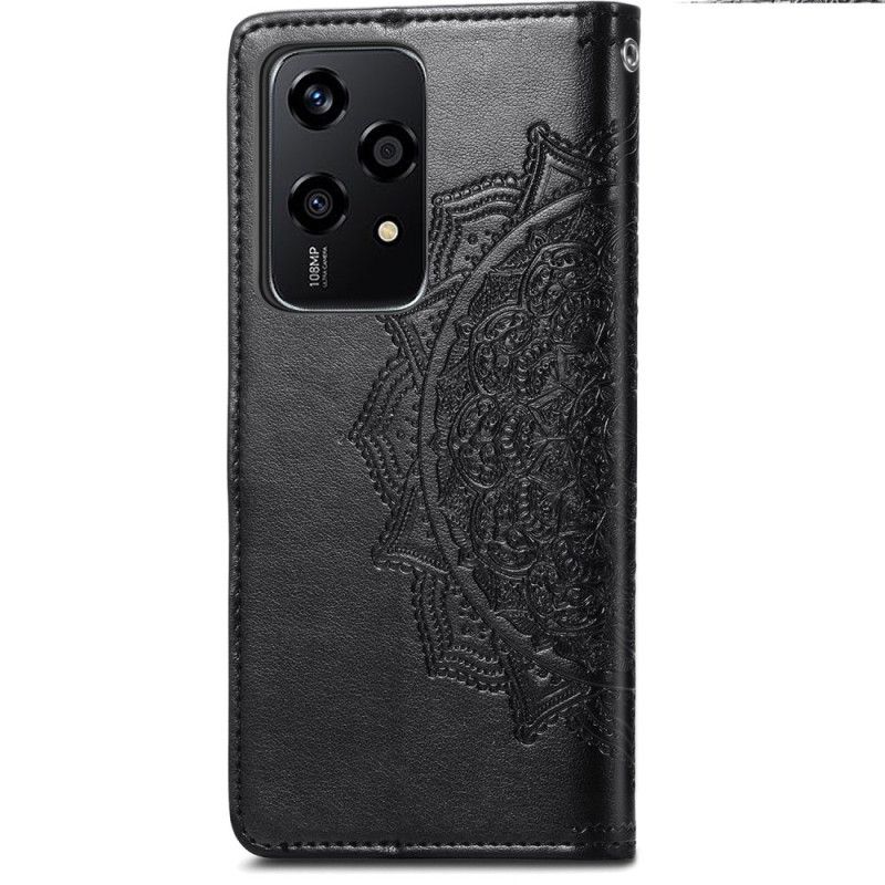 Læder Cover Honor 200 Lite Telefon Etui Barok Mandala Med Rem