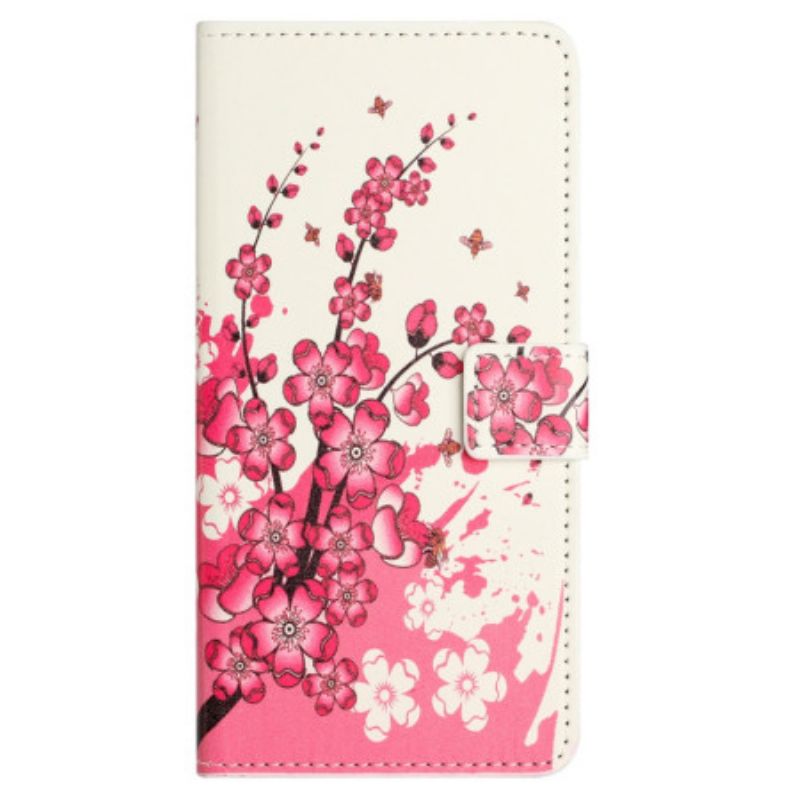 Læder Cover Honor 200 Lite Telefon Etui Tropiske Blomster