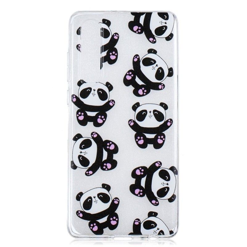 Cover for Huawei P30 Gennemsigtige Pandaer Har Det Sjovt