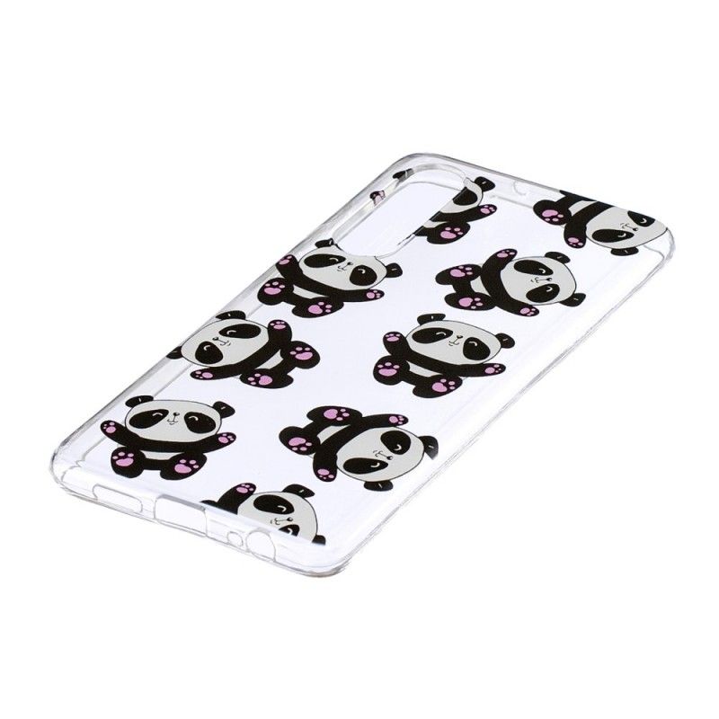 Cover for Huawei P30 Gennemsigtige Pandaer Har Det Sjovt