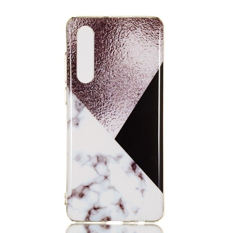 Cover for Huawei P30 Lilla Geometri Marmor Effekt