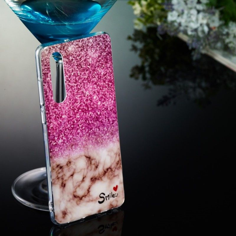 Cover for Huawei P30 Marmor Glitter Og Smil