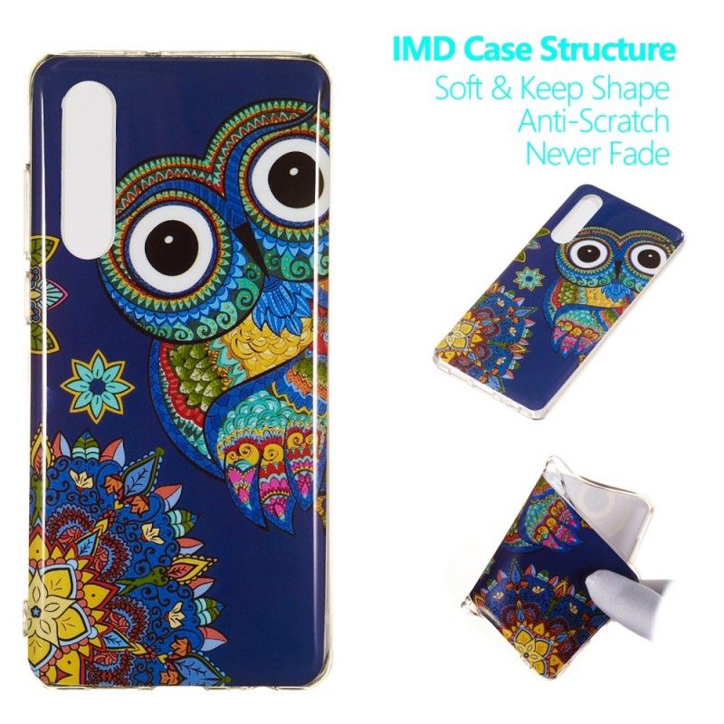 Cover Huawei P30 Fluorescerende Mandala Ugle