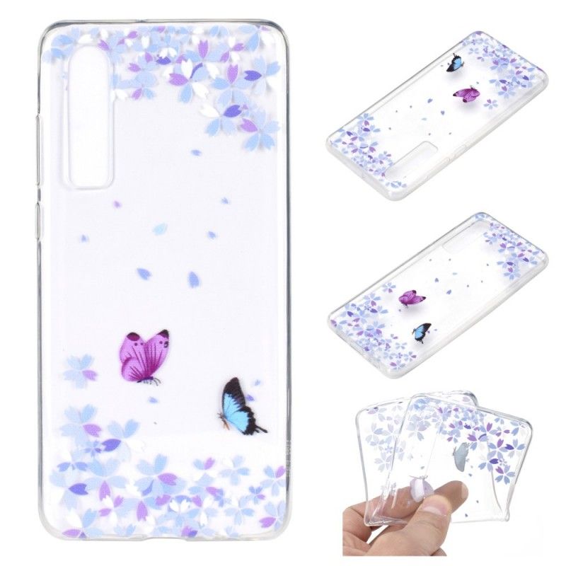 Cover Huawei P30 Gennemsigtige Sommerfugle Og Blomster Original