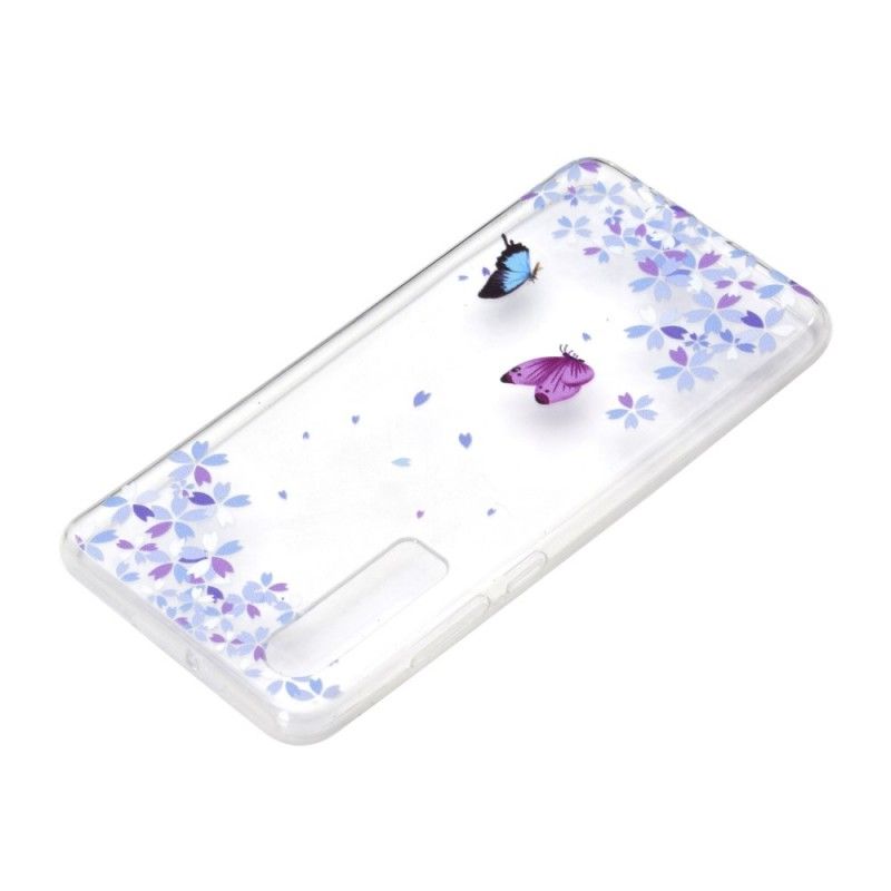 Cover Huawei P30 Gennemsigtige Sommerfugle Og Blomster Original