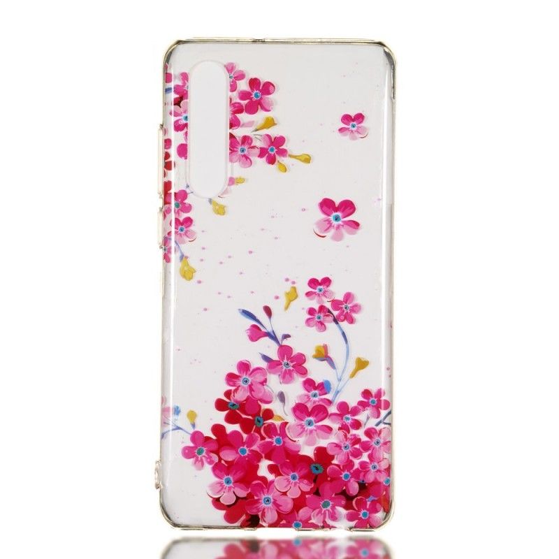 Cover Huawei P30 Mobilcover Gule Og Magenta Blomster