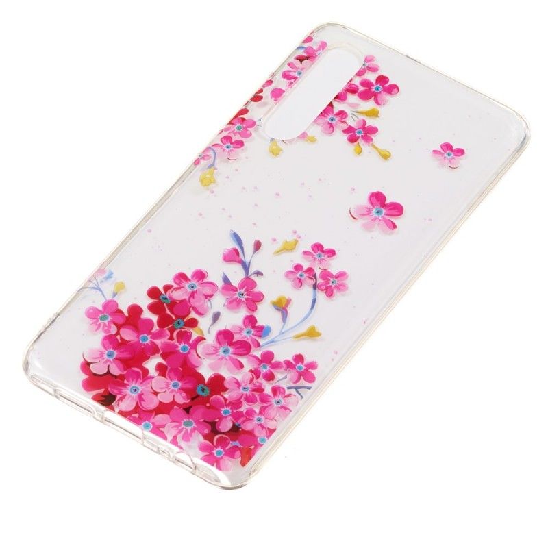 Cover Huawei P30 Mobilcover Gule Og Magenta Blomster