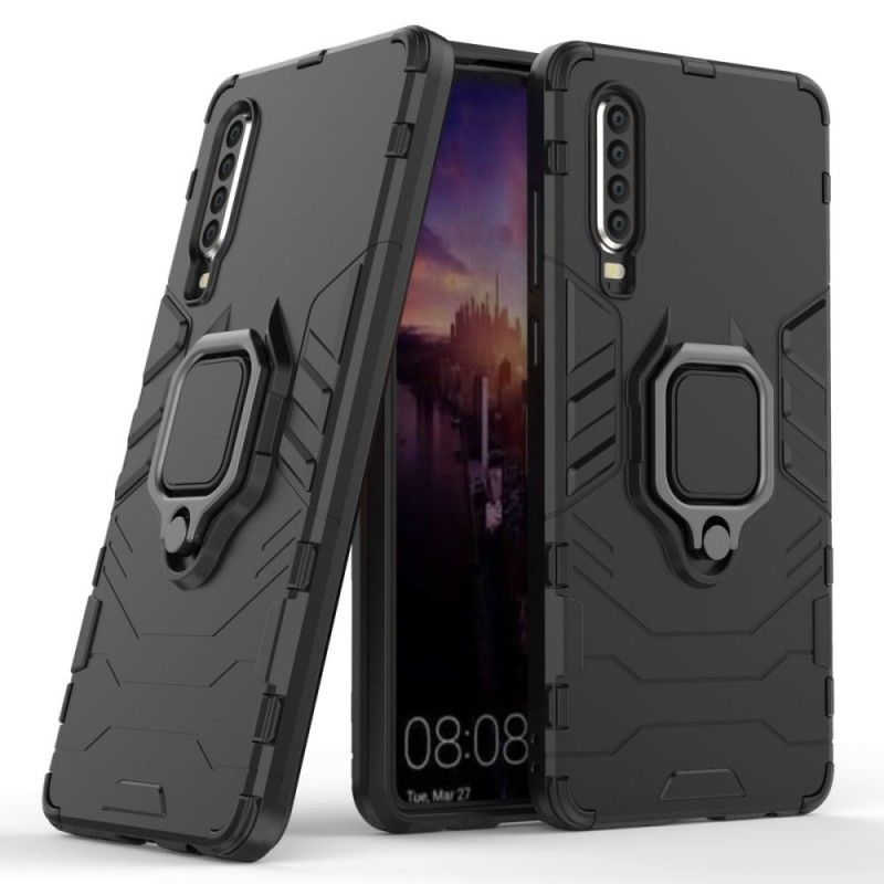 Cover Huawei P30 Sort Mobilcover Resistent Ring