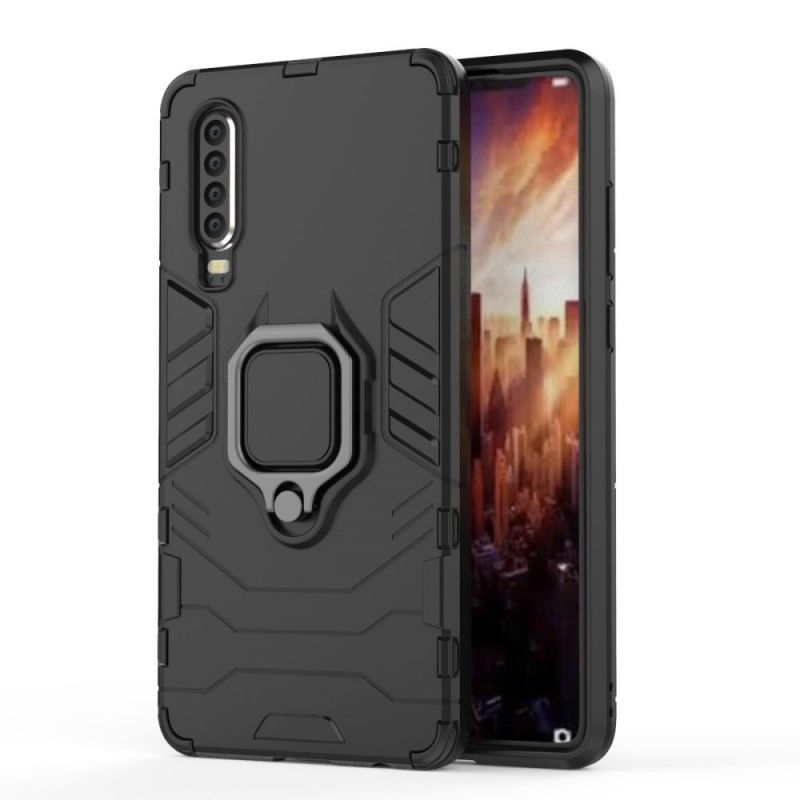 Cover Huawei P30 Sort Mobilcover Resistent Ring