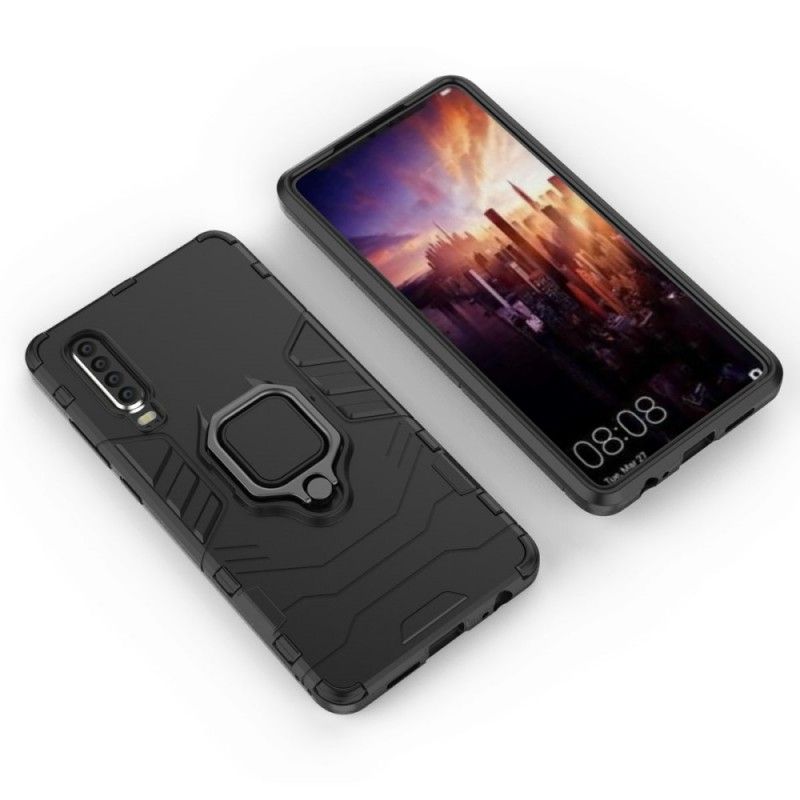 Cover Huawei P30 Sort Mobilcover Resistent Ring