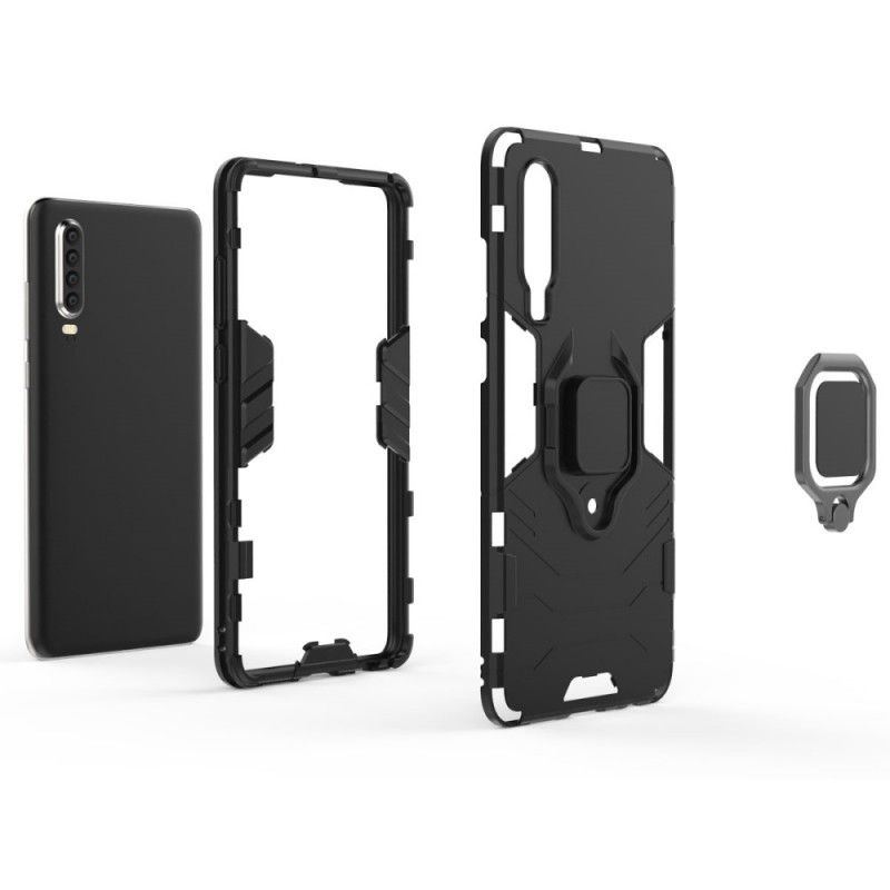 Cover Huawei P30 Sort Mobilcover Resistent Ring