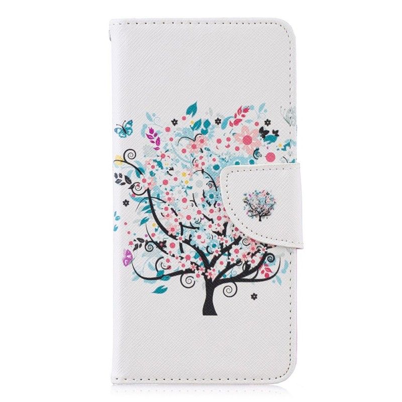 Flip Cover Læder for Huawei P30 Blomstret Træ