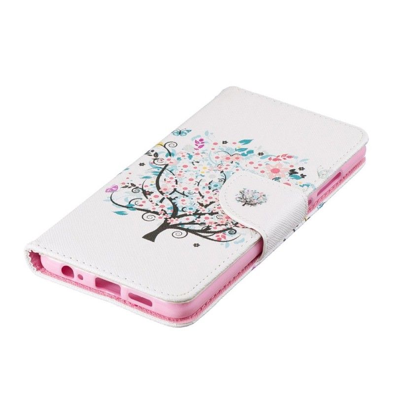 Flip Cover Læder for Huawei P30 Blomstret Træ