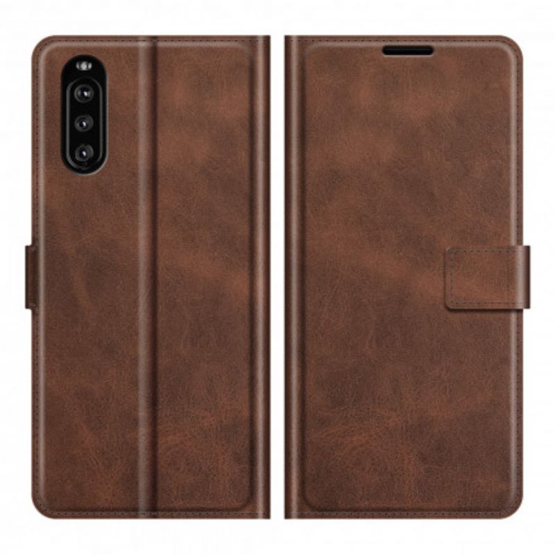 Flip Cover Sony Xperia 10 Iii Slank Ekstrem Lædereffekt