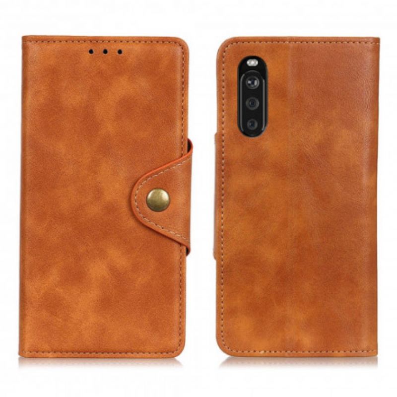 Flip Cover Sony Xperia 10 Iii Vintage Knap I Kunstlæder