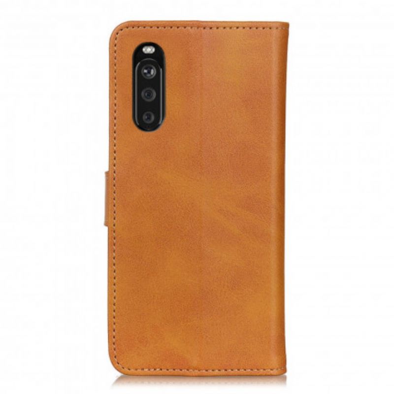 Læder Cover Sony Xperia 10 Iii Telefon Etui Retro Mat Lædereffekt