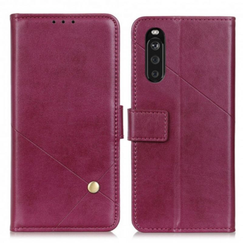 Læder Cover Sony Xperia 10 Iii Telefon Etui Rivet X Design