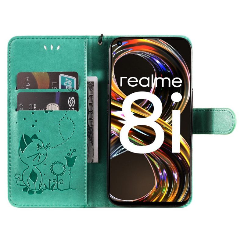 Flip Cover Realme 8i Cat And Bee Thong