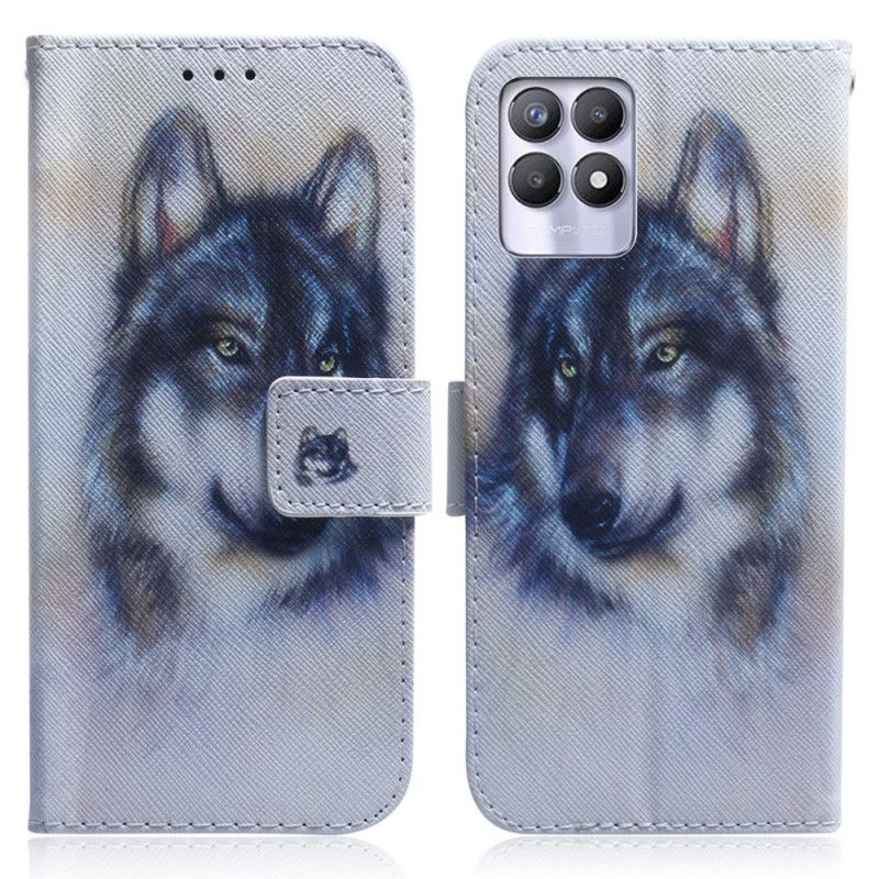 Læder Cover Realme 8i Telefon Etui Canine Look