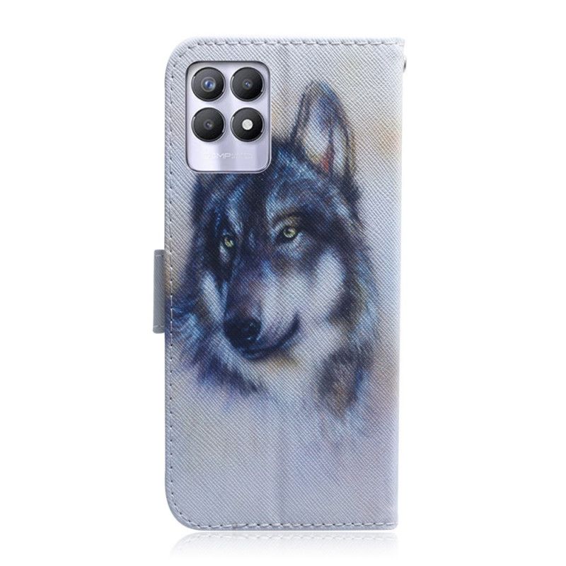 Læder Cover Realme 8i Telefon Etui Canine Look