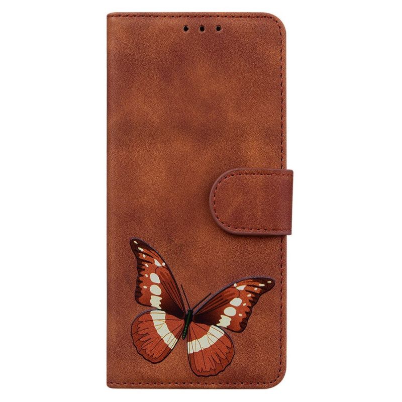 Læder Cover Realme 8i Telefon Etui Skin-touch Butterfly