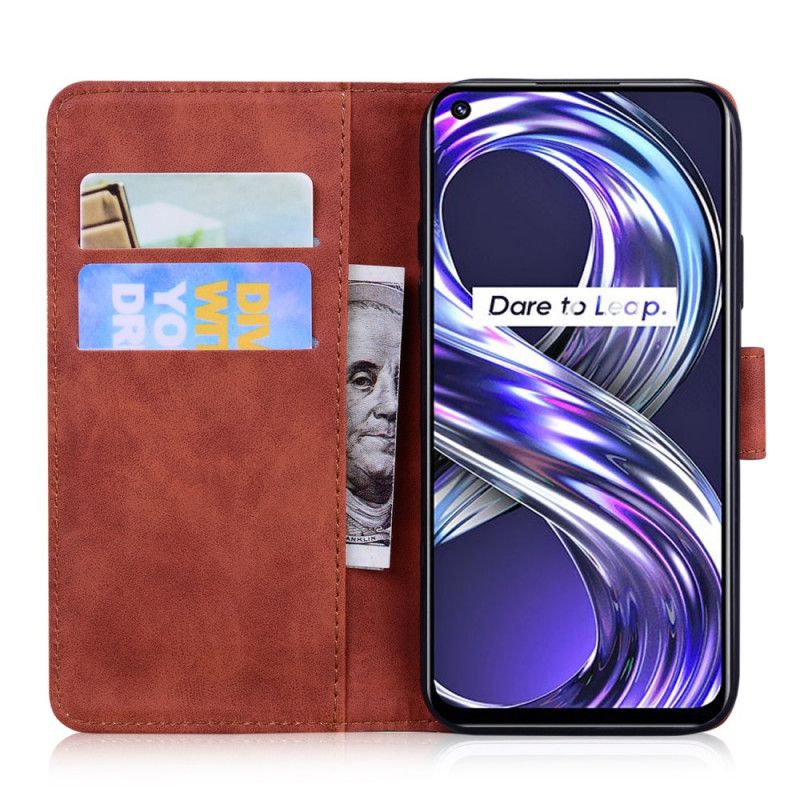 Læder Cover Realme 8i Telefon Etui Skin-touch Butterfly