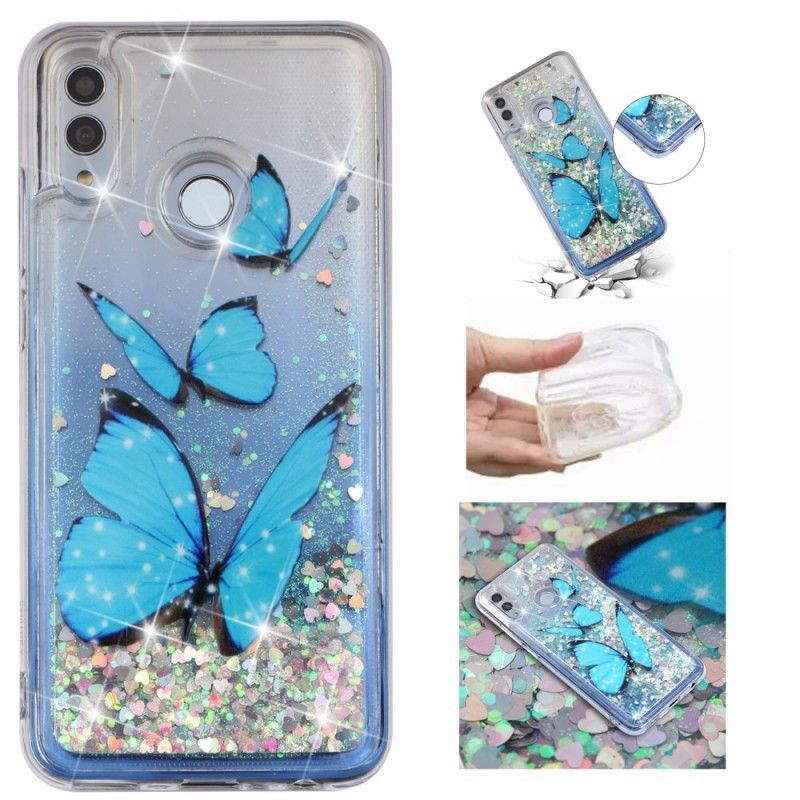 Cover for Huawei P Smart 2019 Flyvende Glitter Sommerfugle