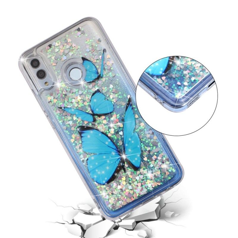 Cover for Huawei P Smart 2019 Flyvende Glitter Sommerfugle