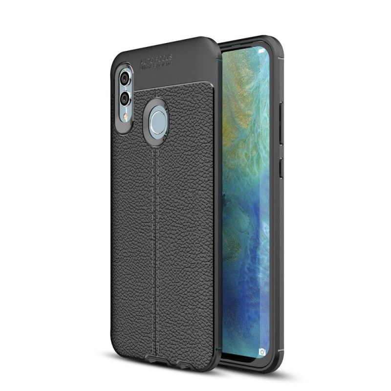 Cover Huawei P Smart 2019 Sort Dobbeltlinjet Lychee-Lædereffekt Original