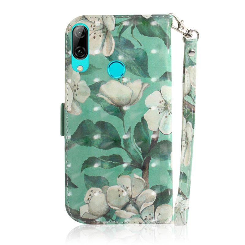 Flip Cover Huawei P Smart 2019 Mobilcover Blomstrende Gren Med Rem